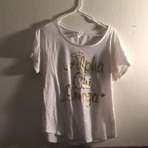 Alpha Chi Omega Gold Foil White Medium Shirt